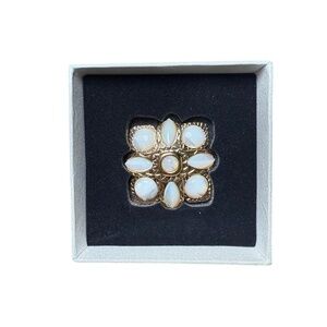 Vintage St John Gold Tone Mother of Pearl Brooch Pin